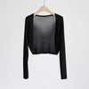 Women's Collarless Long Sleeve Tencel Knit Cardigan Lightweight Cover Up for Autumn in Solid Color
