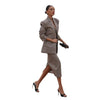 Women's Long Sleeve Houndstooth Polyester Dress with Buttons Casual Style for Autumn in Elegant British Look