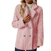 Women's Textured Long Coat, Plush Trim, Lapel Collar and Double-Breasted Front