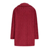 Women's Textured Long Coat, Plush Trim, Lapel Collar and Double-Breasted Front