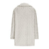 Women's Textured Long Coat, Plush Trim, Lapel Collar and Double-Breasted Front