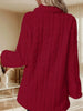Women's Textured Long Coat, Plush Trim, Lapel Collar and Double-Breasted Front