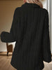 Women's Textured Long Coat, Plush Trim, Lapel Collar and Double-Breasted Front