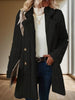 Women's Textured Long Coat, Plush Trim, Lapel Collar and Double-Breasted Front