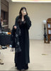 Women's Black Long Dress, V-Neck, Flared Long Sleeves and Shaped Waist