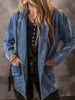 Women's Regular Fit Denim Cardigan with Suit Collar and Long Sleeves European and American Style for Summer in Solid Color