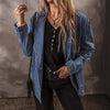 Women's Regular Fit Denim Cardigan with Suit Collar and Long Sleeves European and American Style for Summer in Solid Color