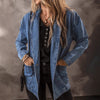 Women's Regular Fit Denim Cardigan with Suit Collar and Long Sleeves European and American Style for Summer in Solid Color