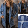 Women's Regular Fit Denim Cardigan with Suit Collar and Long Sleeves European and American Style for Summer in Solid Color