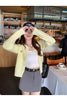 Women's Regular Fit Basic Style Polyester Solid Color Round Neck Long Sleeve Single Breasted Button Cardigan for Autumn in Red Gray Pink Yellow