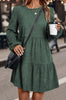 Women's Corduroy-Style Dress, Round Neck, Long Sleeves and Tiered Skirt
