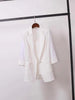 Women's Slim Fit Polyester Solid Color Suit Collar Three Quarter Sleeve One Button Jacket with Buttons for Summer in Black White Yellow