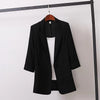 Women's Slim Fit Polyester Solid Color Suit Collar Three Quarter Sleeve One Button Jacket with Buttons for Summer in Black White Yellow