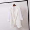 Women's Slim Fit Polyester Solid Color Suit Collar Three Quarter Sleeve One Button Jacket with Buttons for Summer in Black White Yellow