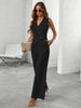 Women's Sleeveless High Waist Polyester Pants with Button Solid Color Business Casual Office Style for Spring in Black Khaki Brown