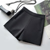 Women's Polyester Wide Leg Pants with Pockets High Waisted Slimming Office Style for Winter in White Black