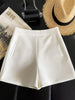 Women's Polyester Wide Leg Pants with Pockets High Waisted Slimming Office Style for Winter in White Black