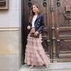 Women's Mesh Solid Color Lolita Blazer with Gauze Detail for Summer in Pink