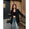 Women's Oversized Blazer, Padded Shoulders, Lapel Collar and Long Sleeves