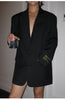 Women's Oversized Blazer, Padded Shoulders, Lapel Collar and Long Sleeves