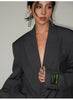Women's Oversized Blazer, Padded Shoulders, Lapel Collar and Long Sleeves