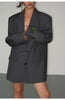 Women's Oversized Blazer, Padded Shoulders, Lapel Collar and Long Sleeves