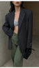 Women's Oversized Blazer, Padded Shoulders, Lapel Collar and Long Sleeves