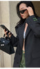 Women's Oversized Blazer, Padded Shoulders, Lapel Collar and Long Sleeves