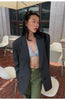 Women's Oversized Blazer, Padded Shoulders, Lapel Collar and Long Sleeves