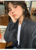 Women's Oversized Blazer, Padded Shoulders, Lapel Collar and Long Sleeves