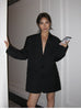 Women's Oversized Blazer, Padded Shoulders, Lapel Collar and Long Sleeves