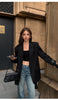 Women's Oversized Blazer, Padded Shoulders, Lapel Collar and Long Sleeves
