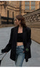 Women's Oversized Blazer, Padded Shoulders, Lapel Collar and Long Sleeves