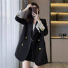 Women's Regular Fit Long Sleeve Solid Color Jacket with Double-Row Two-Grain Buckle Office Wind Style for Daily Wear in Red Royal Blue Green