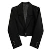 Women's Loose Fit Solid Color Polyester Jacket with Suit Collar Long Sleeves and Single Row Multiple Buckle Closure for Office in Spring