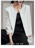 Women's Open-Front Blazer, Collarless Design and Long Sleeves
