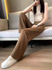 Women's Lightweight High Waist Straight Leg Polyester Dress Pants with Pockets for Spring Summer Work in Black Khaki