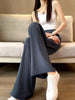 Women's Lightweight High Waist Straight Leg Polyester Dress Pants with Pockets for Spring Summer Work in Black Khaki