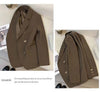 Women's Brown Blazer, Lapel Collar, Long Sleeves and Relaxed Shape