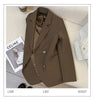 Women's Brown Blazer, Lapel Collar, Long Sleeves and Relaxed Shape