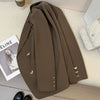 Women's Brown Blazer, Lapel Collar, Long Sleeves and Relaxed Shape