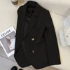 Women's Brown Blazer, Lapel Collar, Long Sleeves and Relaxed Shape