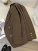 Women's Brown Blazer, Lapel Collar, Long Sleeves and Relaxed Shape