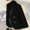 Women's Brown Blazer, Lapel Collar, Long Sleeves and Relaxed Shape