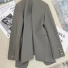 Women's Brown Blazer, Lapel Collar, Long Sleeves and Relaxed Shape