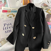 Women's Brown Blazer, Lapel Collar, Long Sleeves and Relaxed Shape