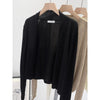 Women's Lightweight Polyester Solid Color Collarless Long Sleeve Pullover Cardigan for Spring in Oatmeal Apricot Gray