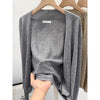 Women's Lightweight Polyester Solid Color Collarless Long Sleeve Pullover Cardigan for Spring in Oatmeal Apricot Gray