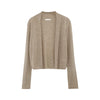 Women's Lightweight Polyester Solid Color Collarless Long Sleeve Pullover Cardigan for Spring in Oatmeal Apricot Gray