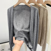 Women's Lightweight Polyester Solid Color Collarless Long Sleeve Pullover Cardigan for Spring in Oatmeal Apricot Gray